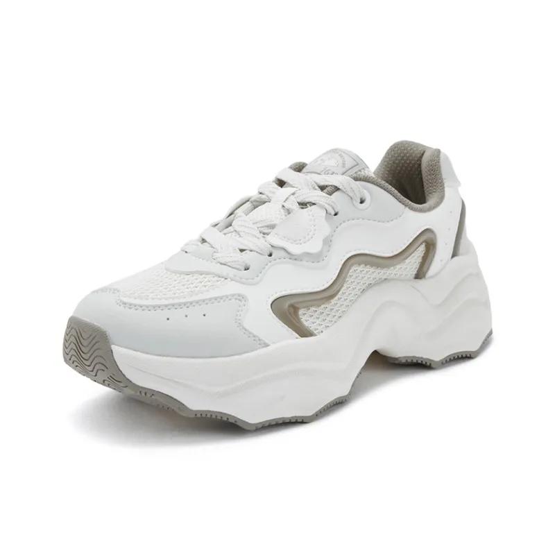 361° Dumpling Anti Slip Wear Resistant Low Top Casual Shoes Women's White Antarctic Gray-1