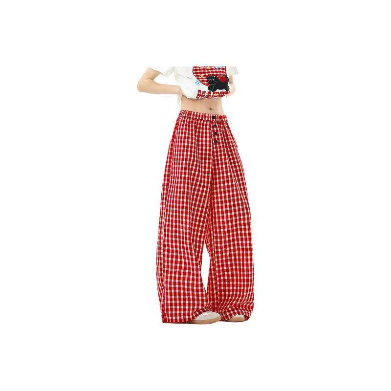 Ang2 Stu Casual Pants Unisex Red Plaid-2