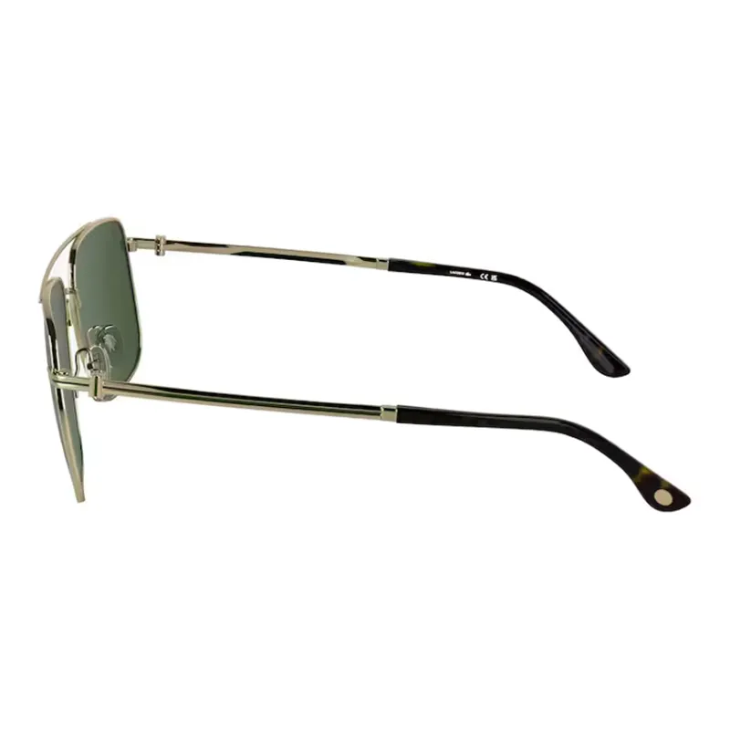 LACOSTE Metal Acetate Enamel Crocodile Leather Aviator Sunglasses Men's Gold-2