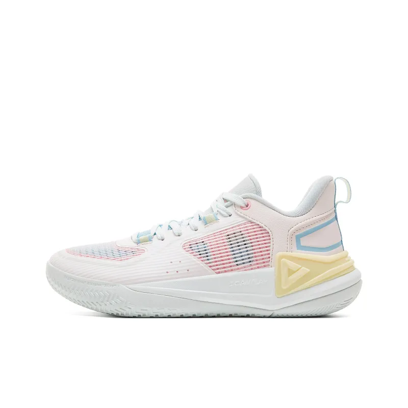 PEAK Shock Absorbers Slip Resistant Breathable Low Top Basketball Shoes Women's Ivory Green-0
