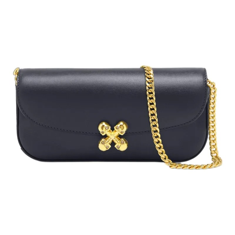 Alexander McQueen Skull Cow Leather Crossbody Bags Trumpets Women's Black-0