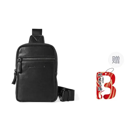 Sharkborough Cow Leather Sling Bag Medium Size Men's Black