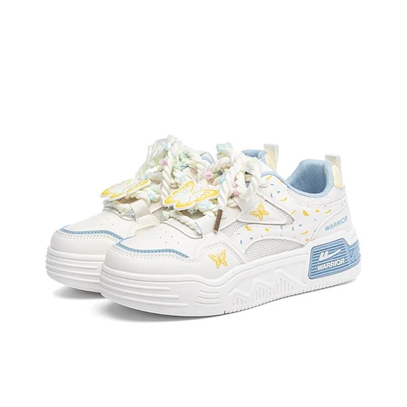 Warrior Slip Resistant, Abrasion Resistant, Breathable Low Top Skateboard Shoes Women's Beige Yellow Blue-2