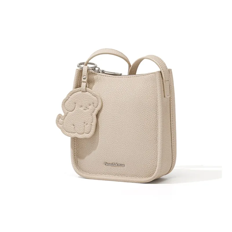 CinvaiKrose Cow Leather Shoulder Bag, Crossbody Bag, Summer Cell Phone Pouch, Small Bag Trumpets Women's Ecru/Khaki-1
