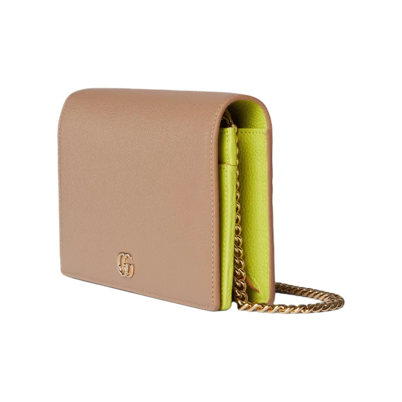 GUCCI GG Marmont Leather Shoulder Bag, Crossbody Bag, Wallet Women's Beige & Bright Green-1
