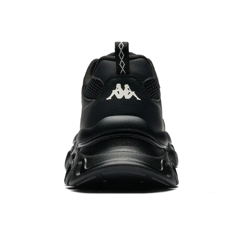 Kappa Back to Back Abrasion Resistant Height Increasing Low Top Chunky Sneakers Unisex Black-4