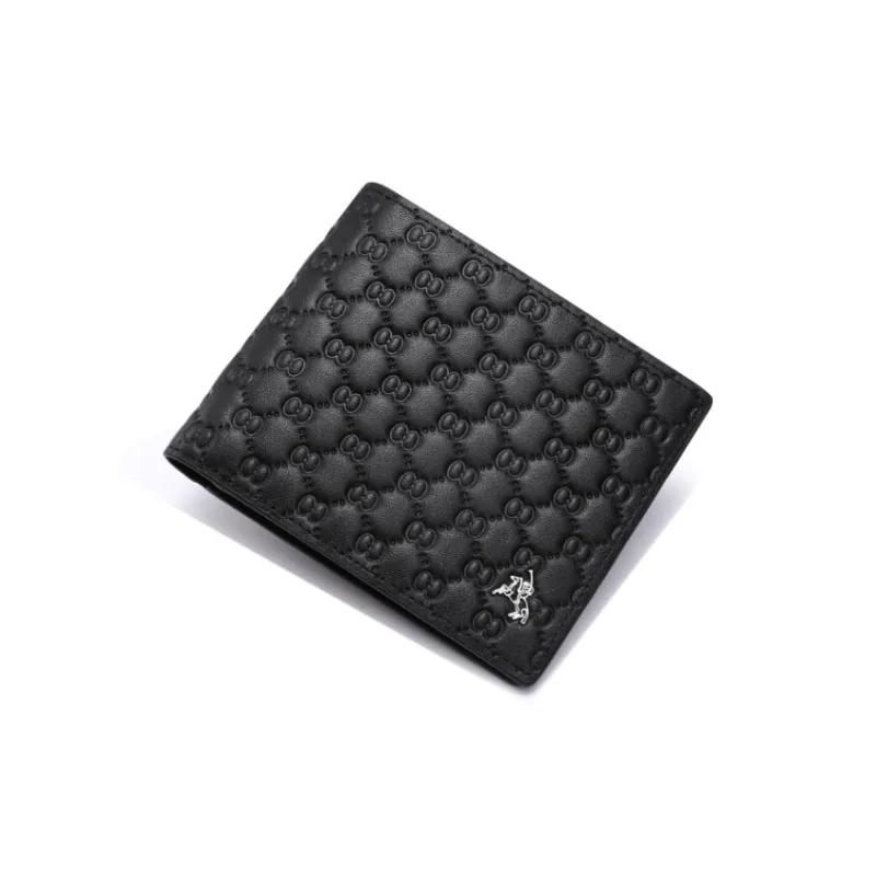 POLOMEISDO Top Grain Cow Leather Wallet Men's Black-2