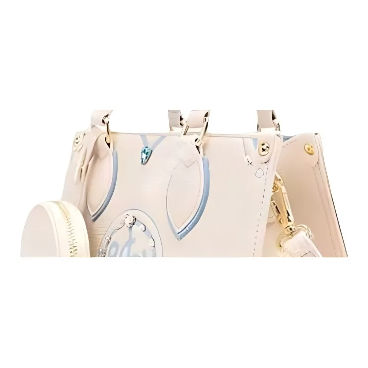 DAPHNE PU Tote Bag, Shopping Bag, Shoulder Bag, Crossbody Bag, Handbag Medium Size Women's White & Blue-1