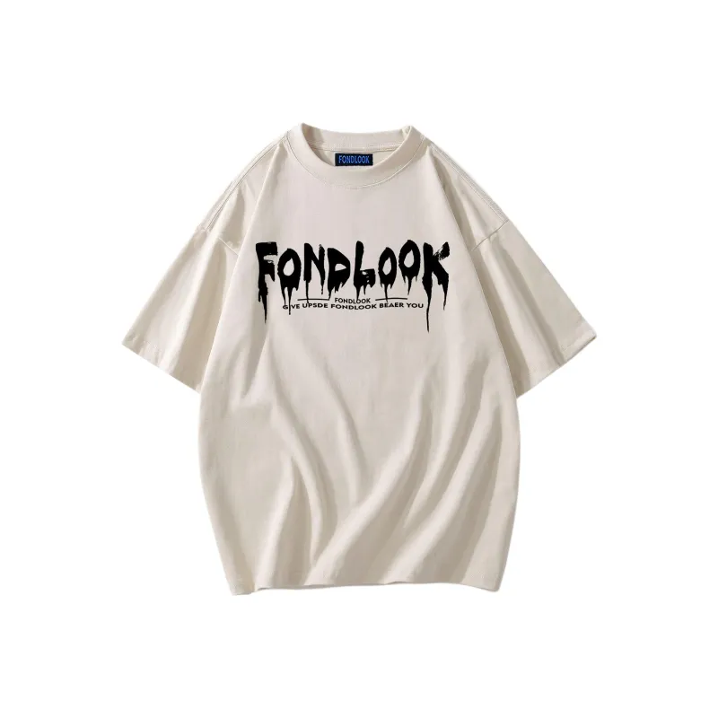 FONDLOOK T Shirts Unisex Light Beige Apricot-1