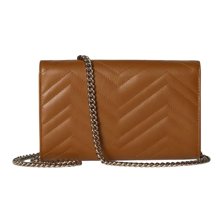 GUCCI GG Marmont Leather Shoulder Bag, Crossbody Bag, Wallet Women's Brown-2