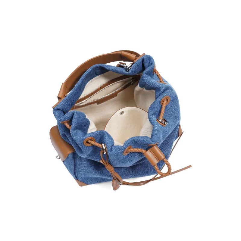BELLE Fabric Backpack Tubas Women's Blue/Beige-2