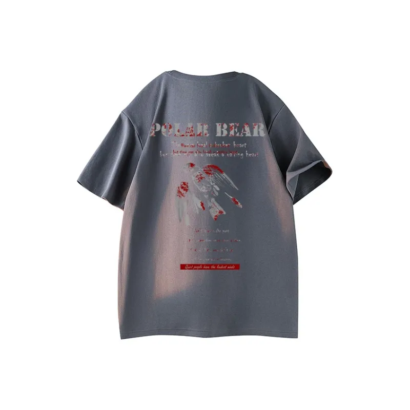 POLAR BEAR Crew Neck Lazy Comfortable Solid Color Top Couple's T Shirt Unisex-13