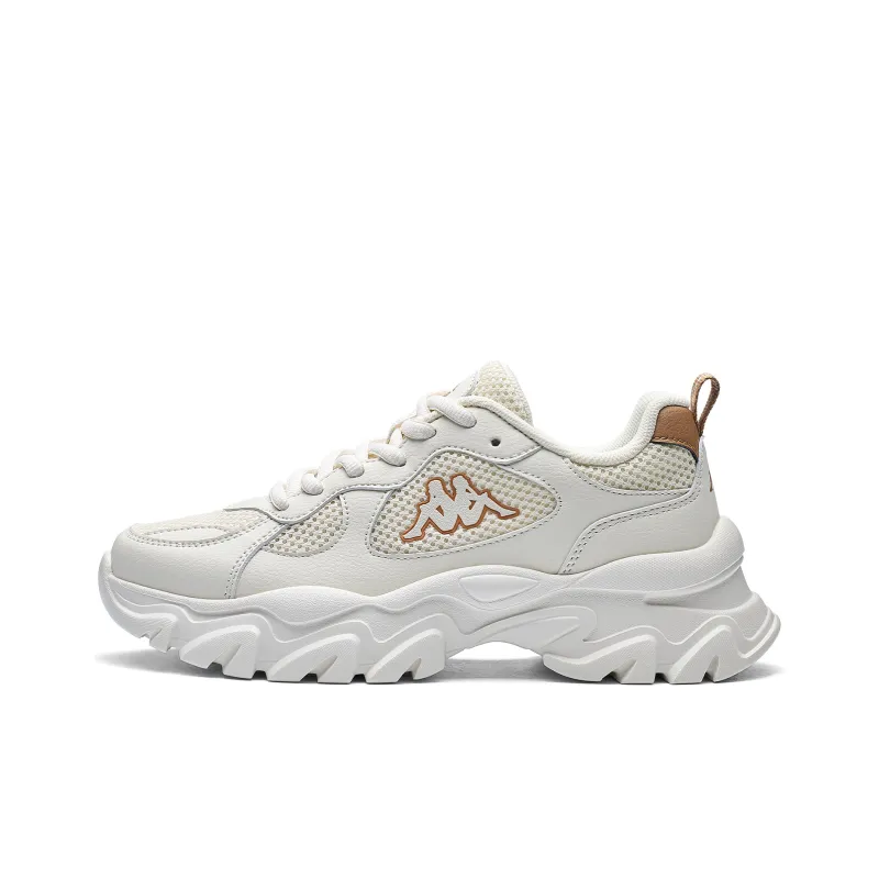 Kappa Back to Back Anti Slip Wear Resistant Low Top Chunky Sneakers Women's White Brown-0