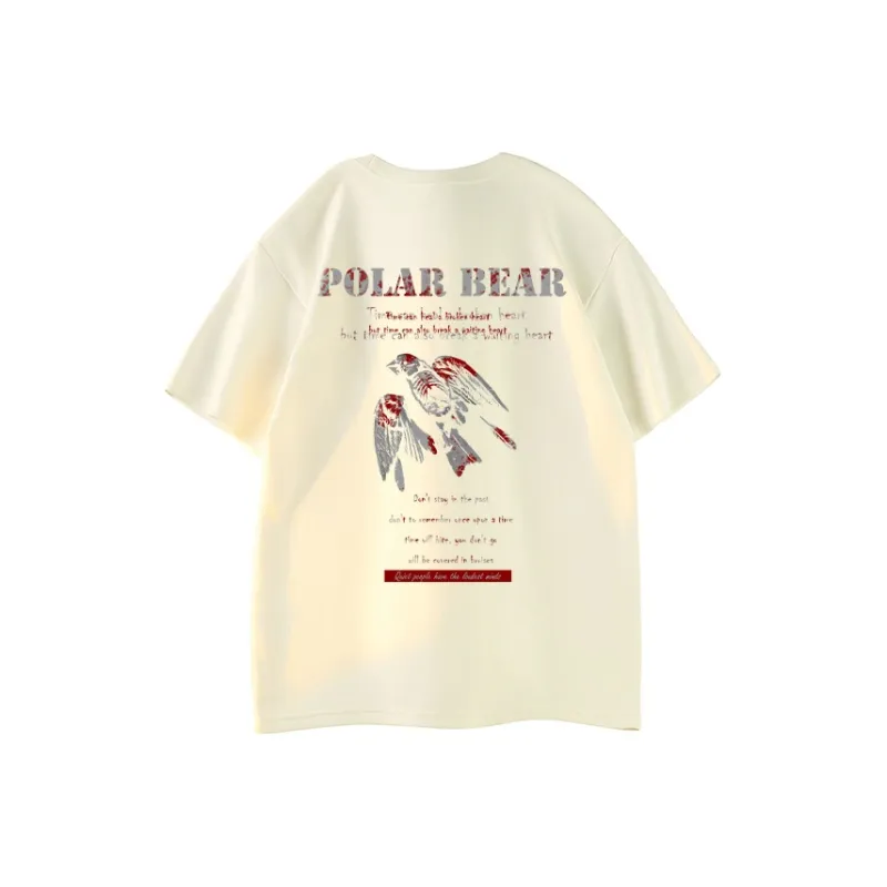 POLAR BEAR Crew Neck Lazy Comfortable Solid Color Top Couple's T Shirt Unisex-15