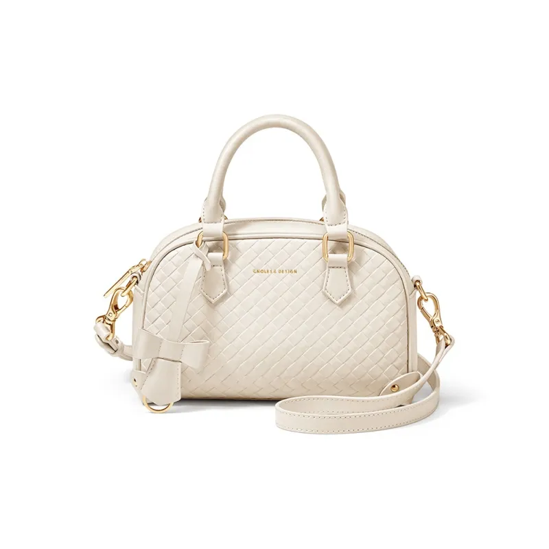 CNOLES Synthetic Leather With Cow Leather Handbag, Shoulder Bag, Crossbody Bag Women's White-0