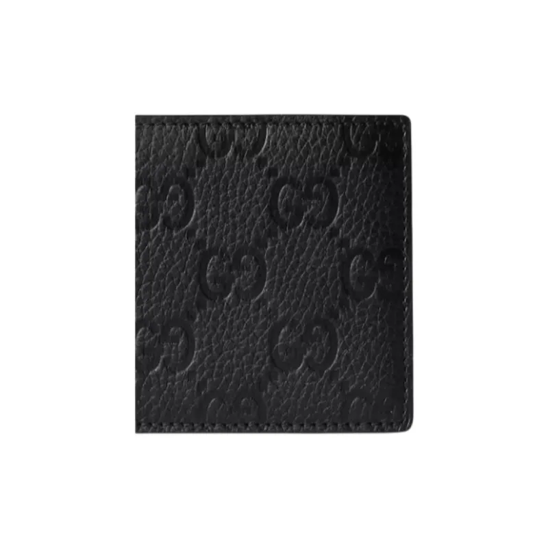 GUCCI Leather Wallet Men's Black-5