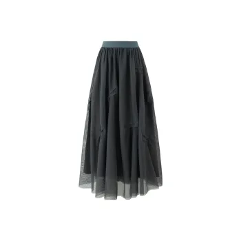 SOON FLOWER Casual Long Skirt Women's Dark Gray
