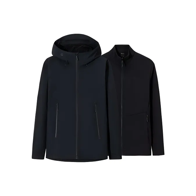 Anta Waterproof, Windproof, Breathable, And Thermal Windbreaker Jacket Men's Dark Rosy Red/Basic Black-2