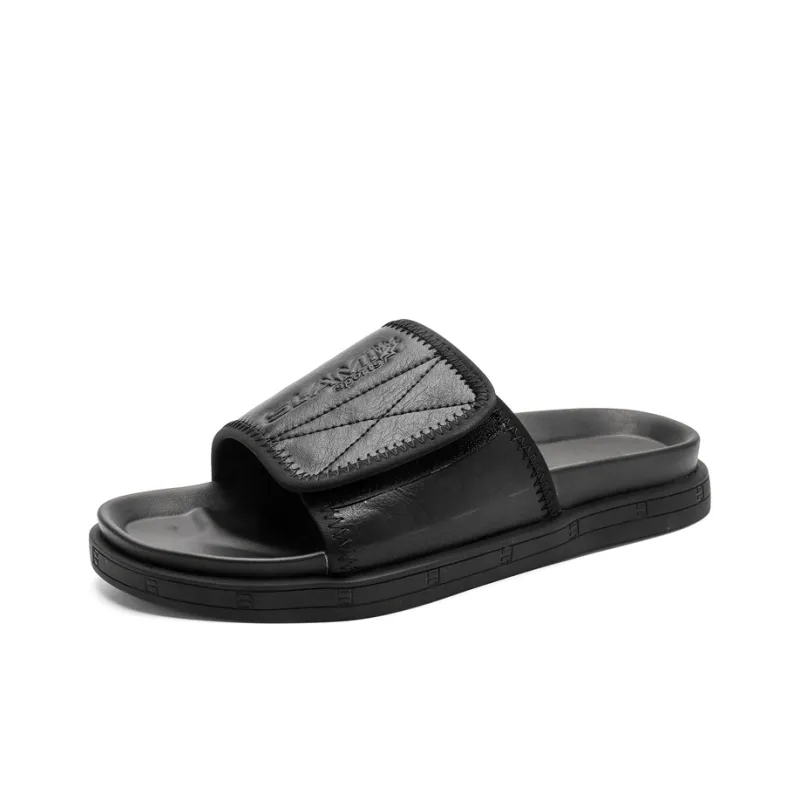 SOBB Rubber Sole Slip Resistant Abrasion Resistant Cushioning Slide Slippers Men's Black-0