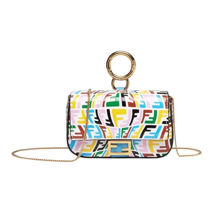 FENDI Baguette Calfskin Coin Purse Baguette Bag Shoulder Bag Crossbody Bag Extra Mini Women's Blue/Multicolor-0