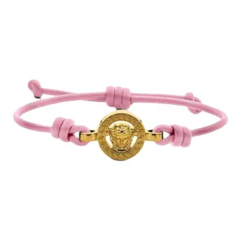 VERSACE Lambskin, Leather, Metal Bracelets Women's Pink