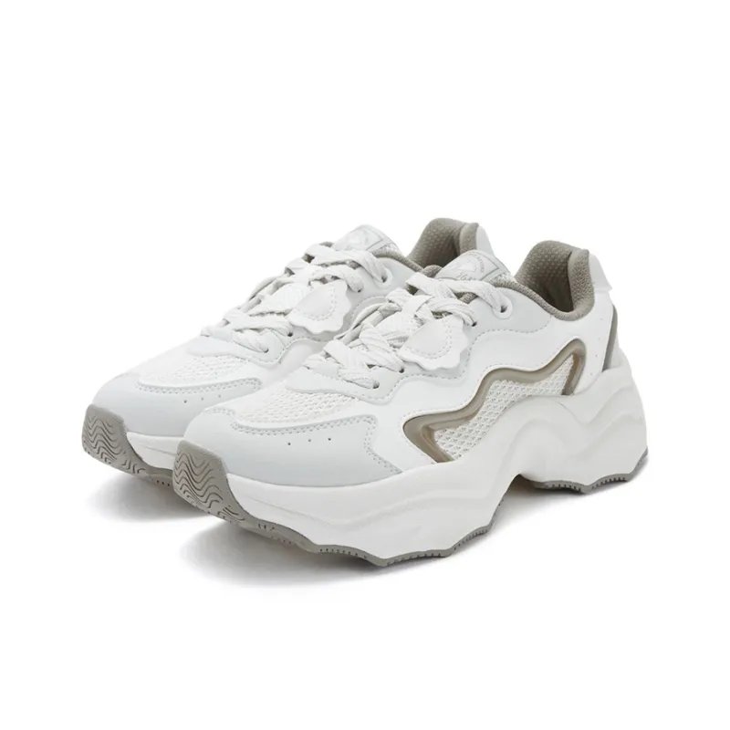 361° Dumpling Anti Slip Wear Resistant Low Top Casual Shoes Women's White Antarctic Gray-2