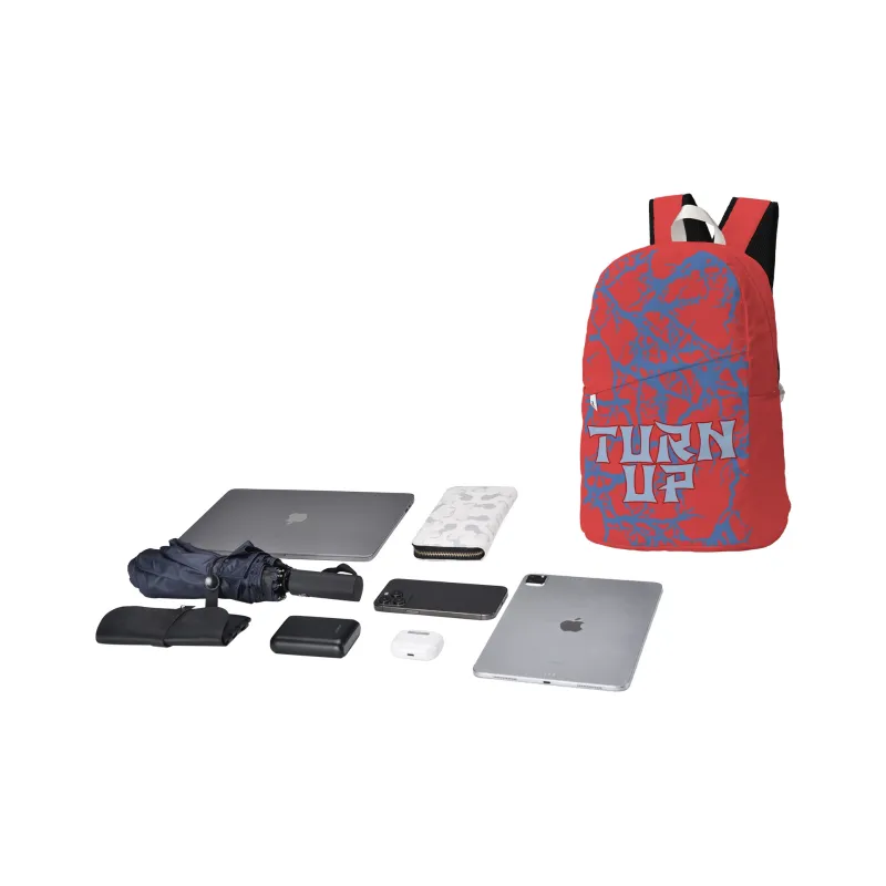 TURN UP Polyester Backpack Unisex Red-11