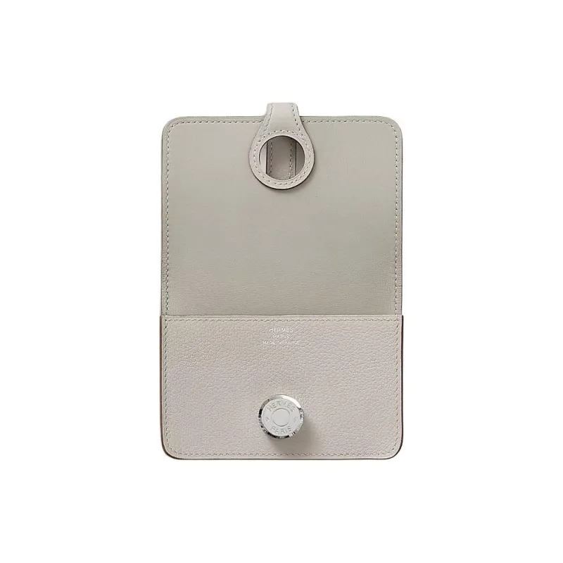 HERMES Dogon Evercolor Calfskin Card Holder Women's 8L Beton Glacier White & Concrete Gray-1