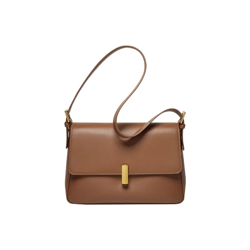 Narandu Cow Leather Small Square Bag Shoulder Bag Medium Size Women's Midnight Black/Caramel Brown/Milk Tea-5