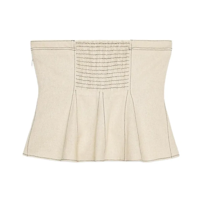 ZARA Strapless Tops Women's Light Beige-1