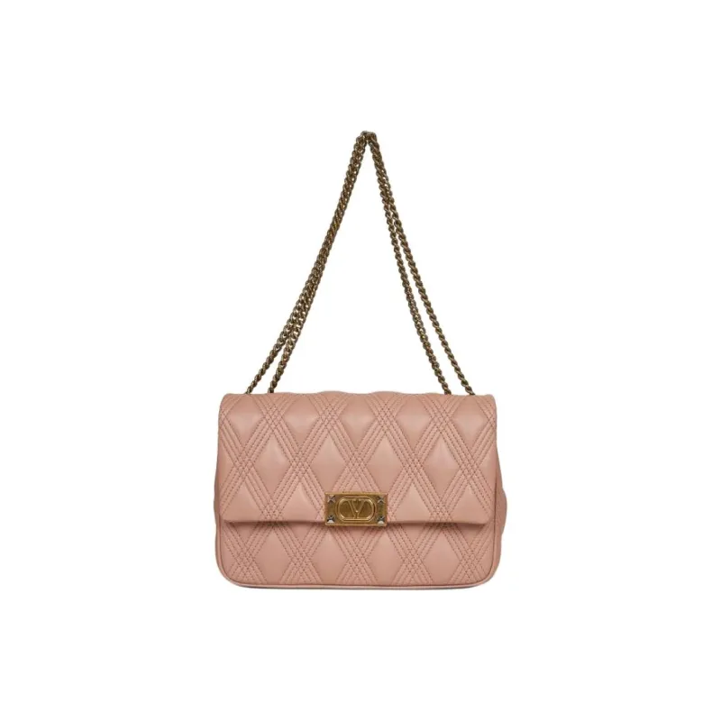Valentino VLogo Signature Calfskin Shoulder Bag Women's Dark Pink-1