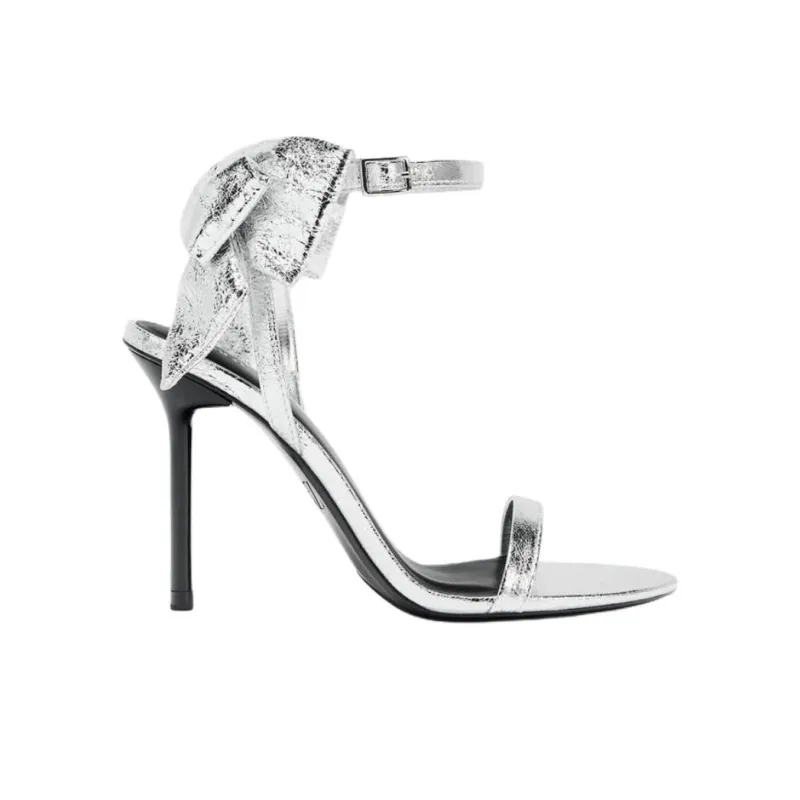ZARA One Strap Sandals 9.5cm Women's Silver-1