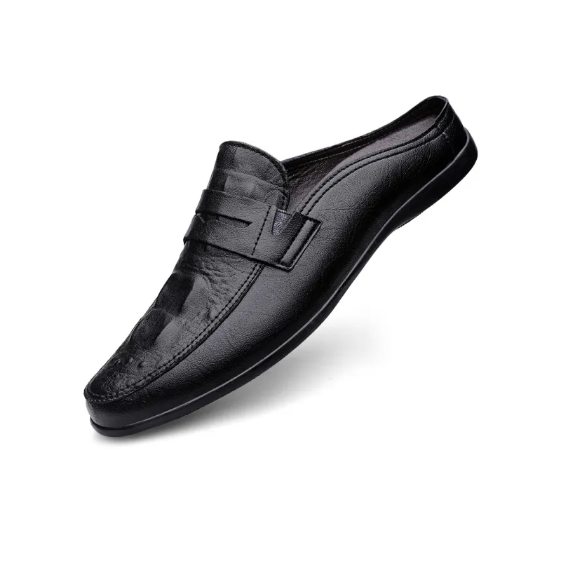 AIPSEN Rubber Sole Closed Toe Slippers Men's Black-2