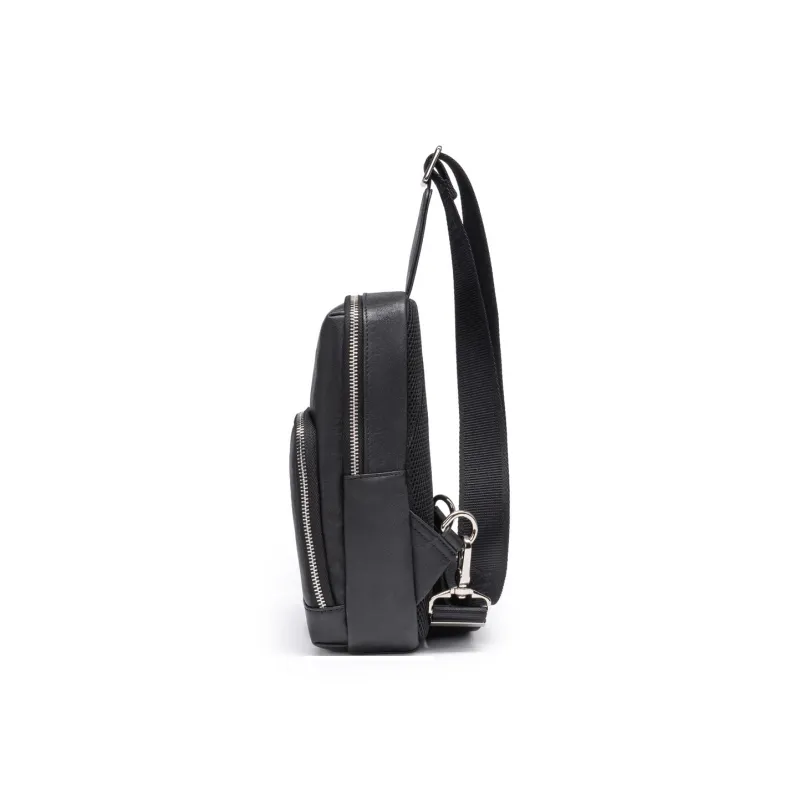 Chrisdien Deny Cow Leather With Fabric Sling Bag Regular Men's Black-3