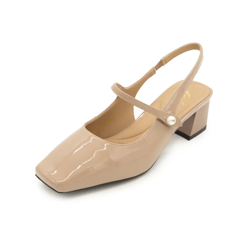 FED Block Heel High Heels Women's Nude-6
