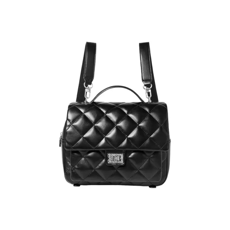 15 MINS Synthetic Leather Backpack Regular Women's Midnight Black-5