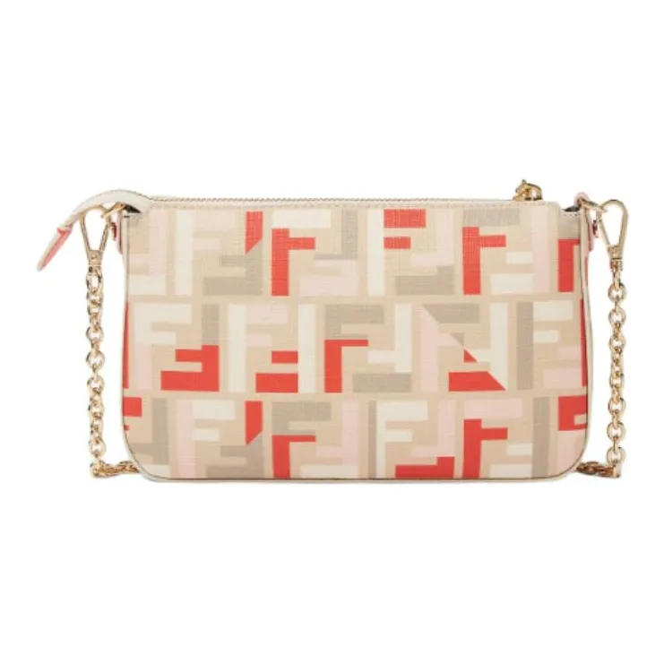 FENDI Jacquard Fabric One Shoulder Clutch Women's Beige-3