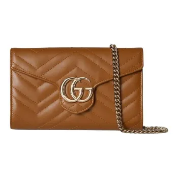 GUCCI GG Marmont Leather Shoulder Bag, Crossbody Bag, Wallet Women's Brown