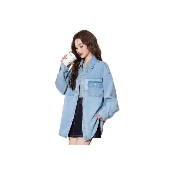 Tonlion Denim Jackets Women's Moon White Blue
