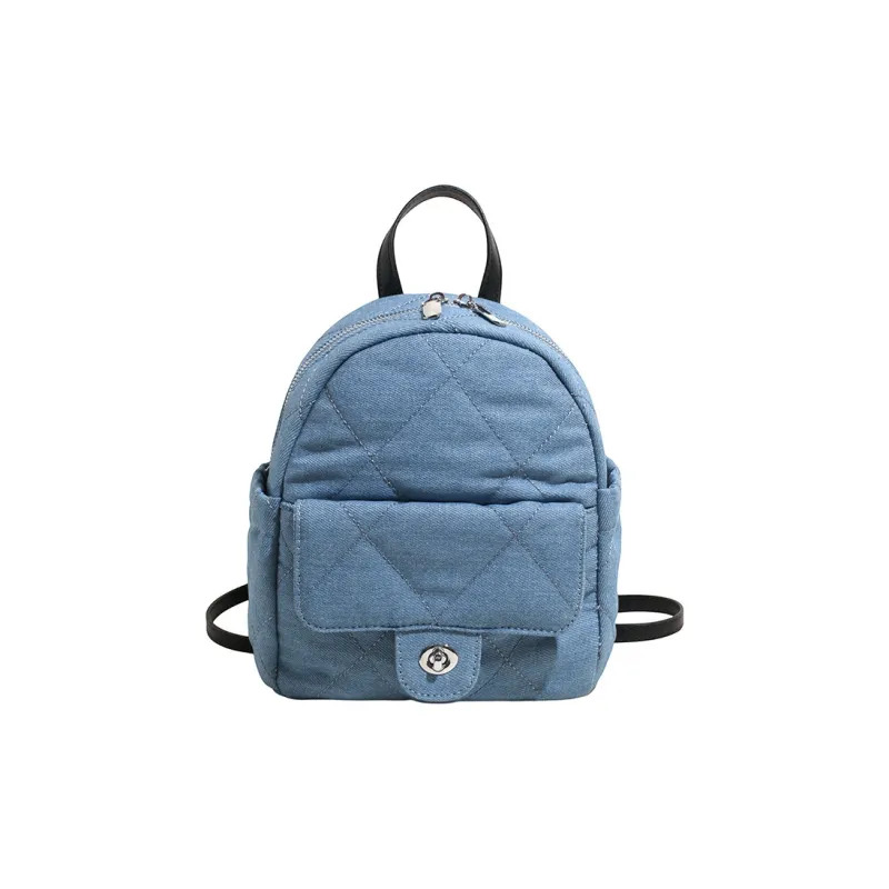 Meow In The Grass Denim Backpack Women's Light Blue/Dark Blue-0