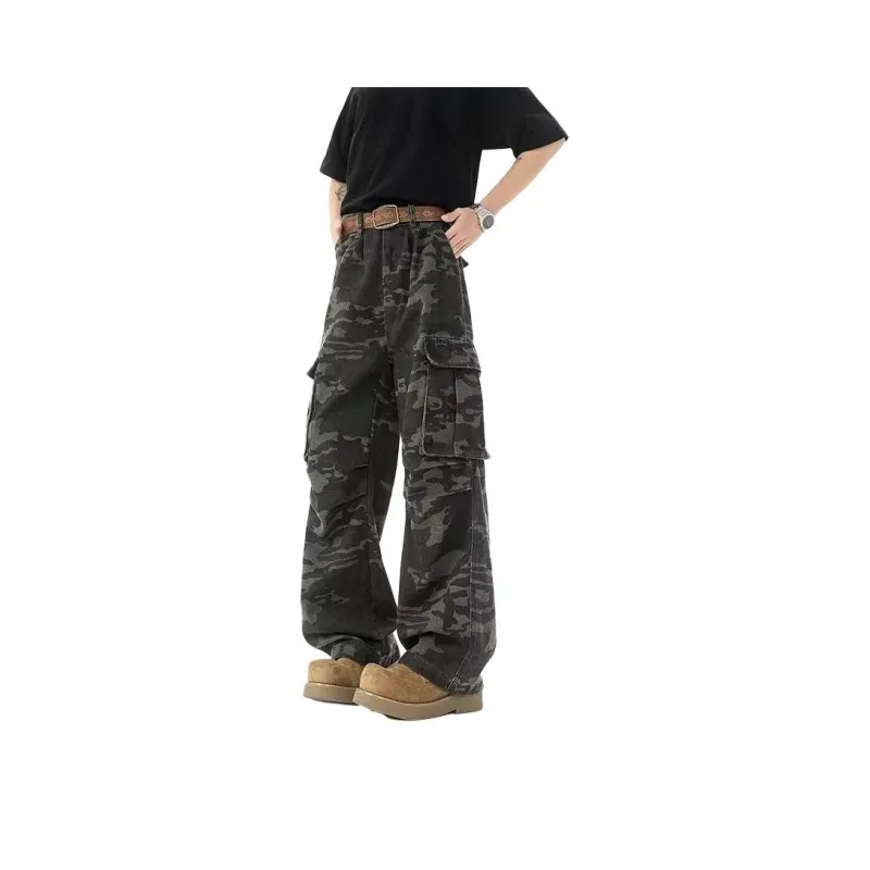 YICHEN Cargo Pants Unisex Heavy Duty Camouflage[Straight Fit Wide Leg]-0