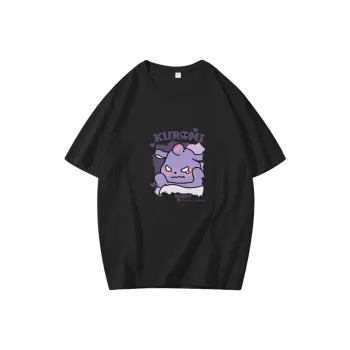 Wooden Rabbit Casual Versatile Fashion Niche Cute Trendy Print Loose Fit Students Elbow Length Sleeved Men's