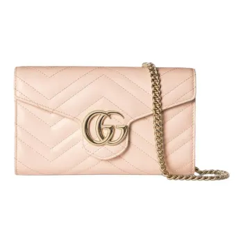 GUCCI GG Marmont Leather Shoulder Bag, Crossbody Bag, Wallet Women's Light Pink