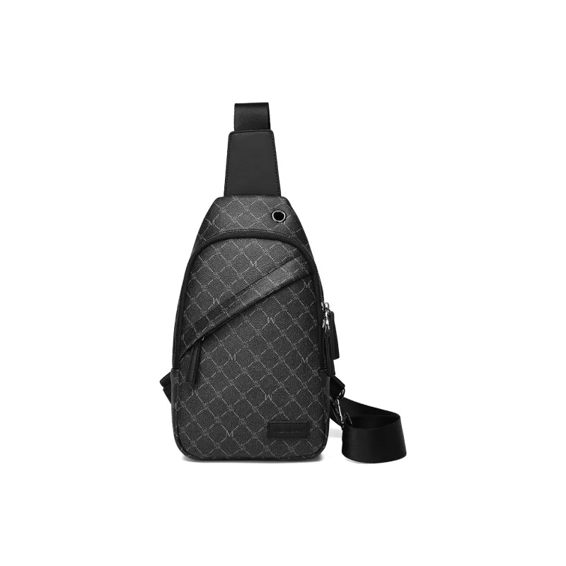 MEXICAN PVC One Shoulder Crossbody Bag, Sling Bag Men's Dark Gray-0
