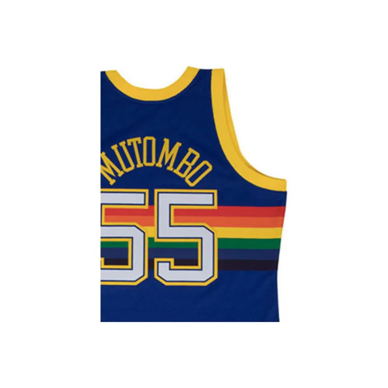 Mitchell & Ness Denver Nuggets Road 1991 92 Dikembe Mutombo Swingman Jersey-2