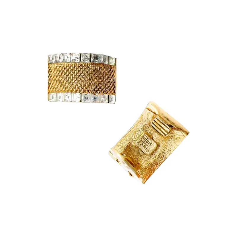 Balenciaga 1980s Crystal embellished Mesh Earrings-3