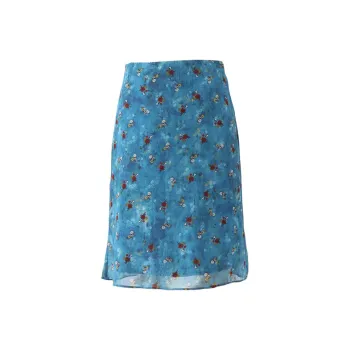 PVJ Casual Long Skirts Women's Y4308 Blue Floral Skirt