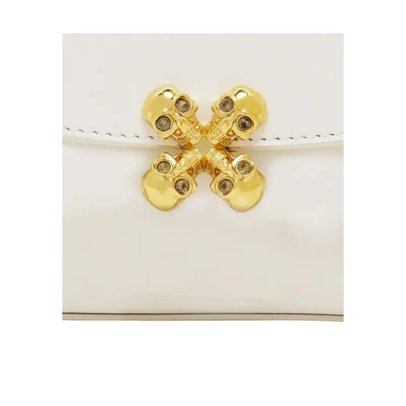Alexander McQueen Skull Cow Leather Shoulder Bag Trumpets Women's Ivory-5