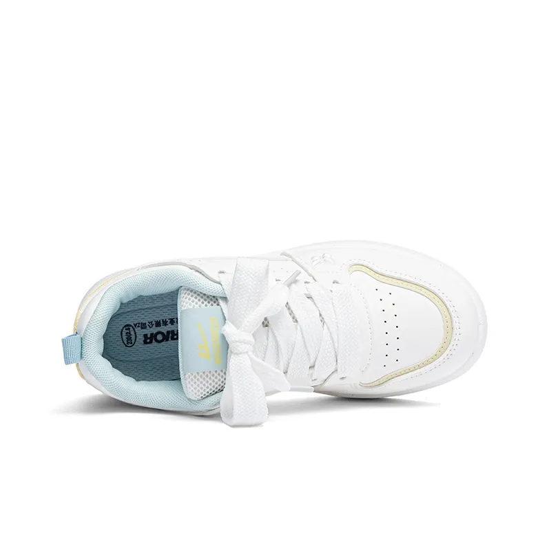 Warrior Abrasion Resistant Height Increasing Low Top Skateboard Shoes Women's White Yellow Moon-4