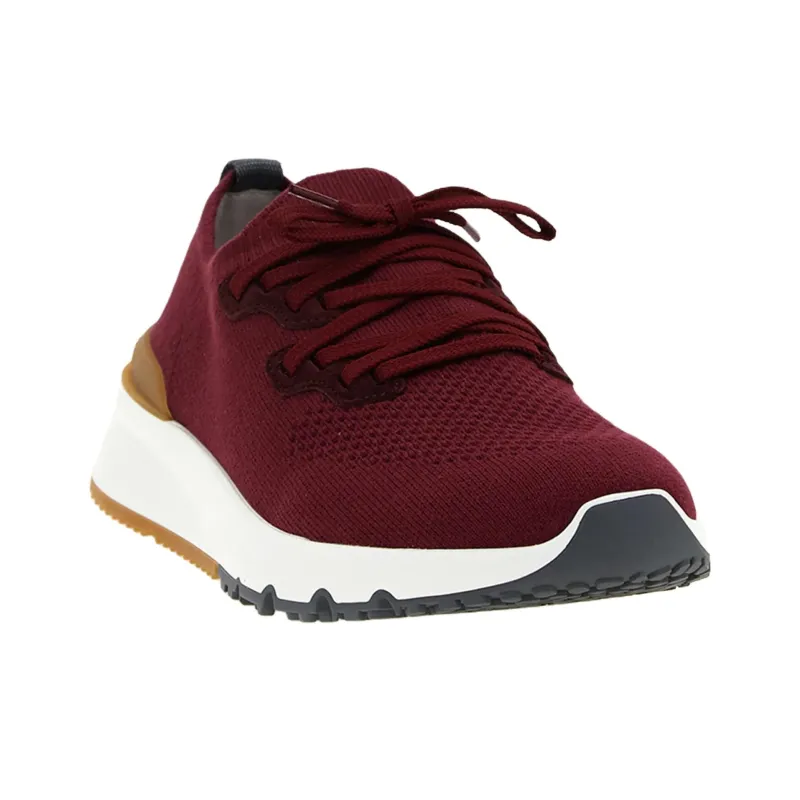 Brunello Cucinelli Knitted Low Top Casual Shoes Men's Red-2